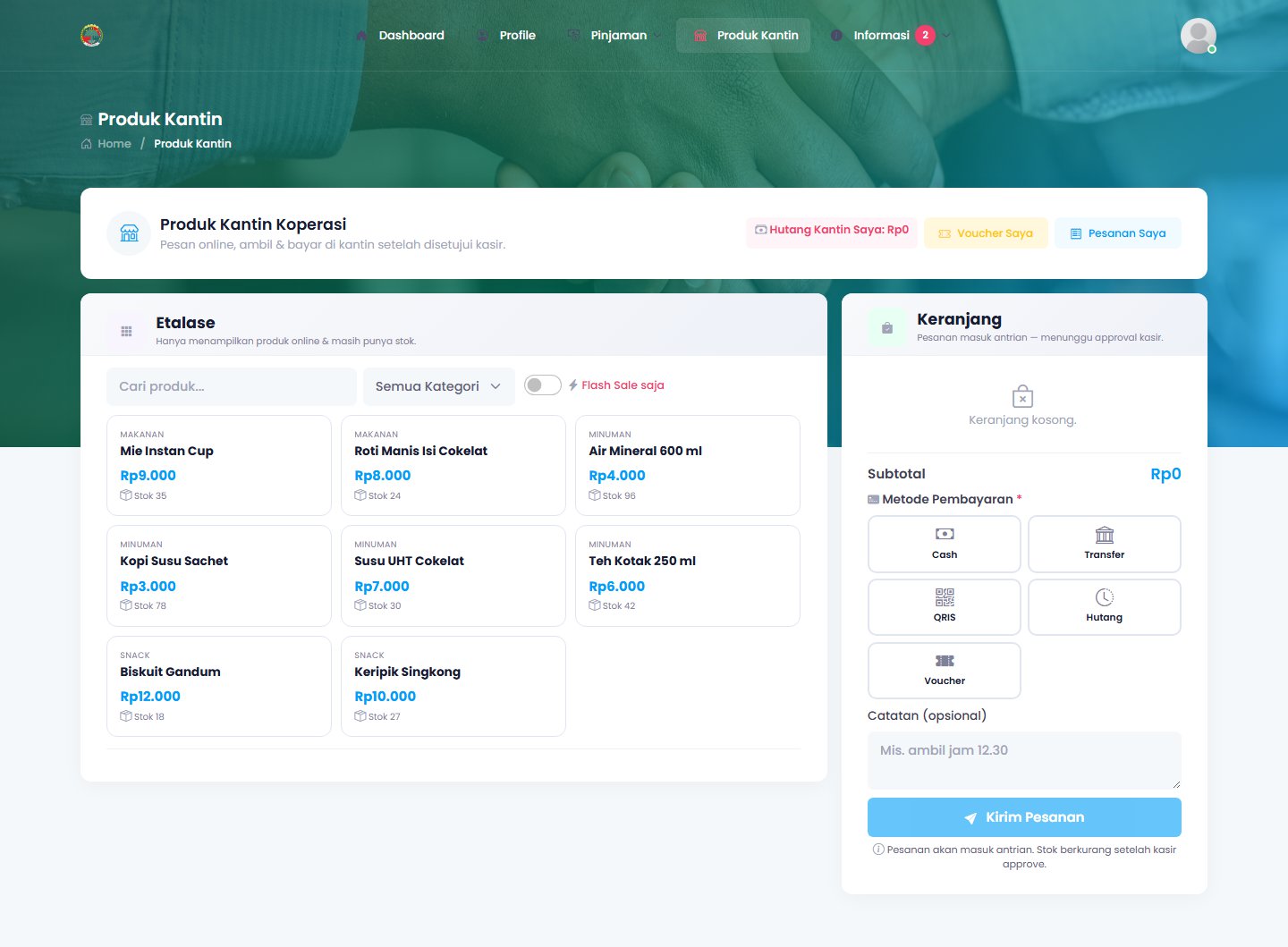 Produk Kantin — etalase belanja online