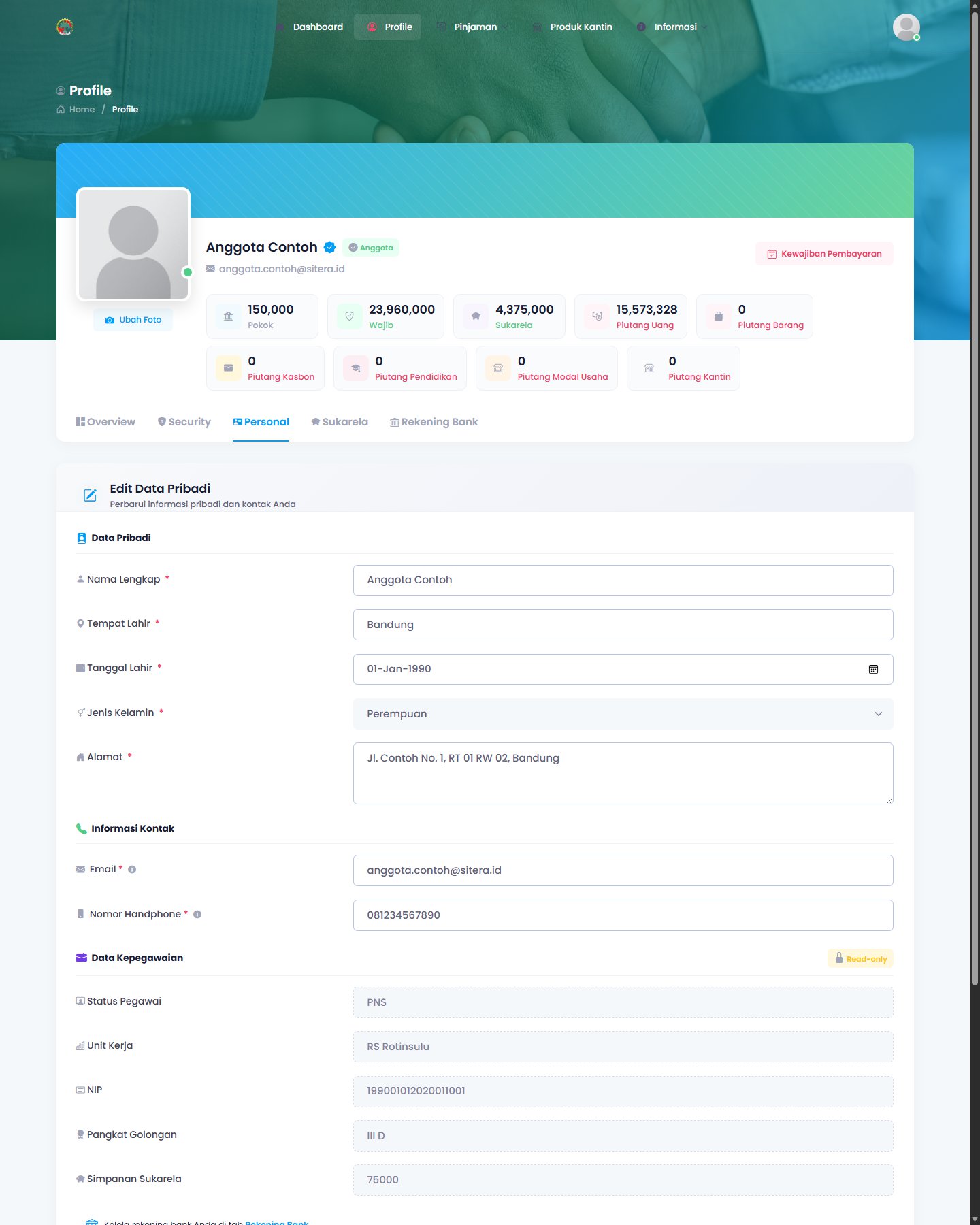 Profil — data personal