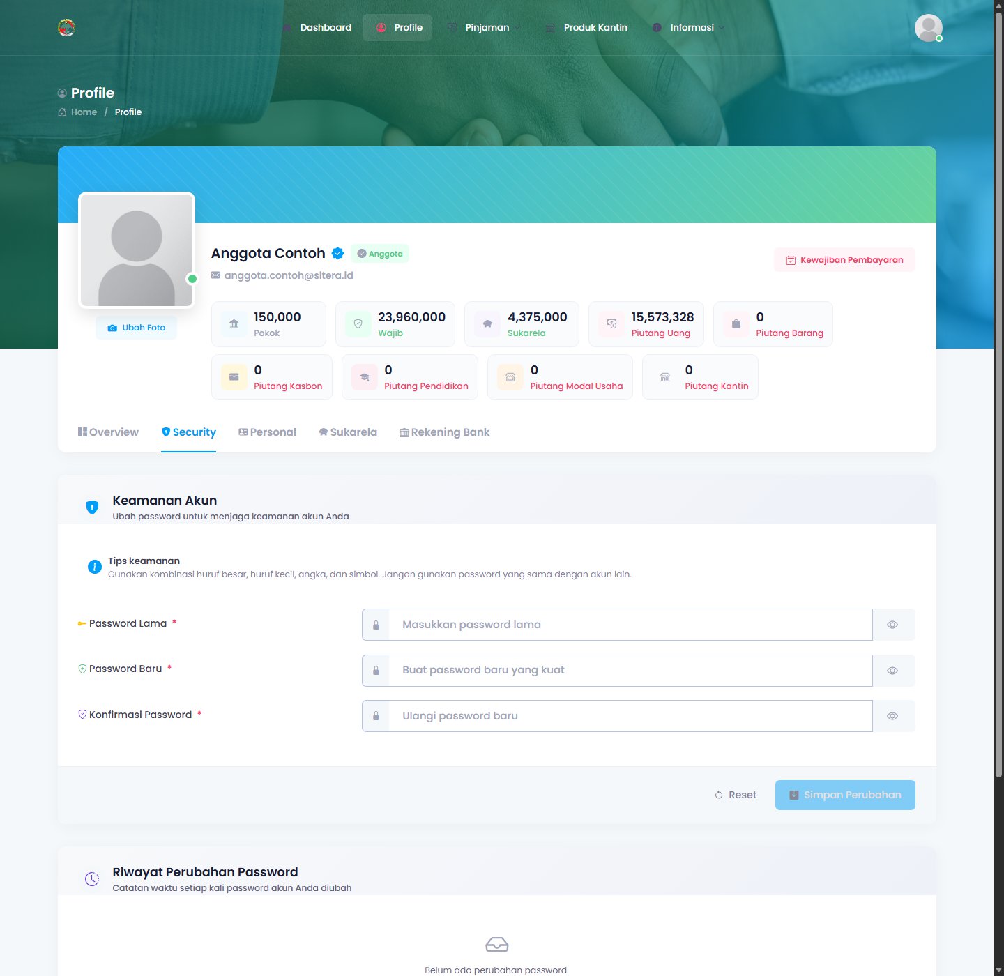 Profil — keamanan akun